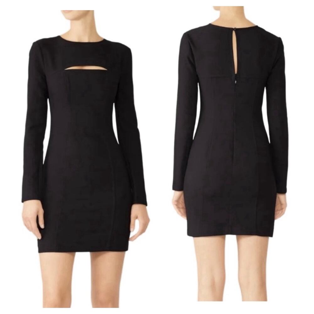 LIKELY Keller Black Long Sleeve Cutout Bodycon Mini Cocktail Dress Size 4